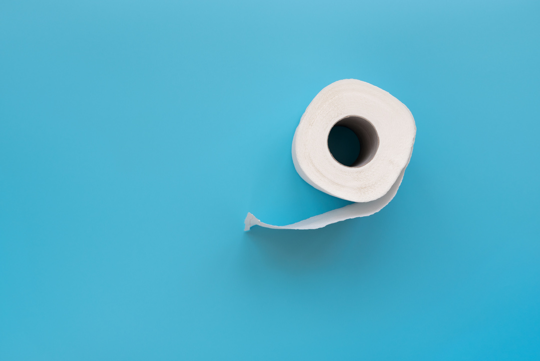 Toilet Paper Rolls on Blue Background